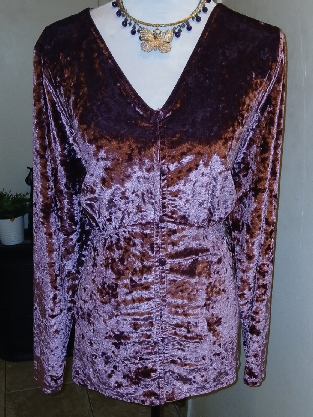 Lane Bryant Shimmery Mauve Velvet Top